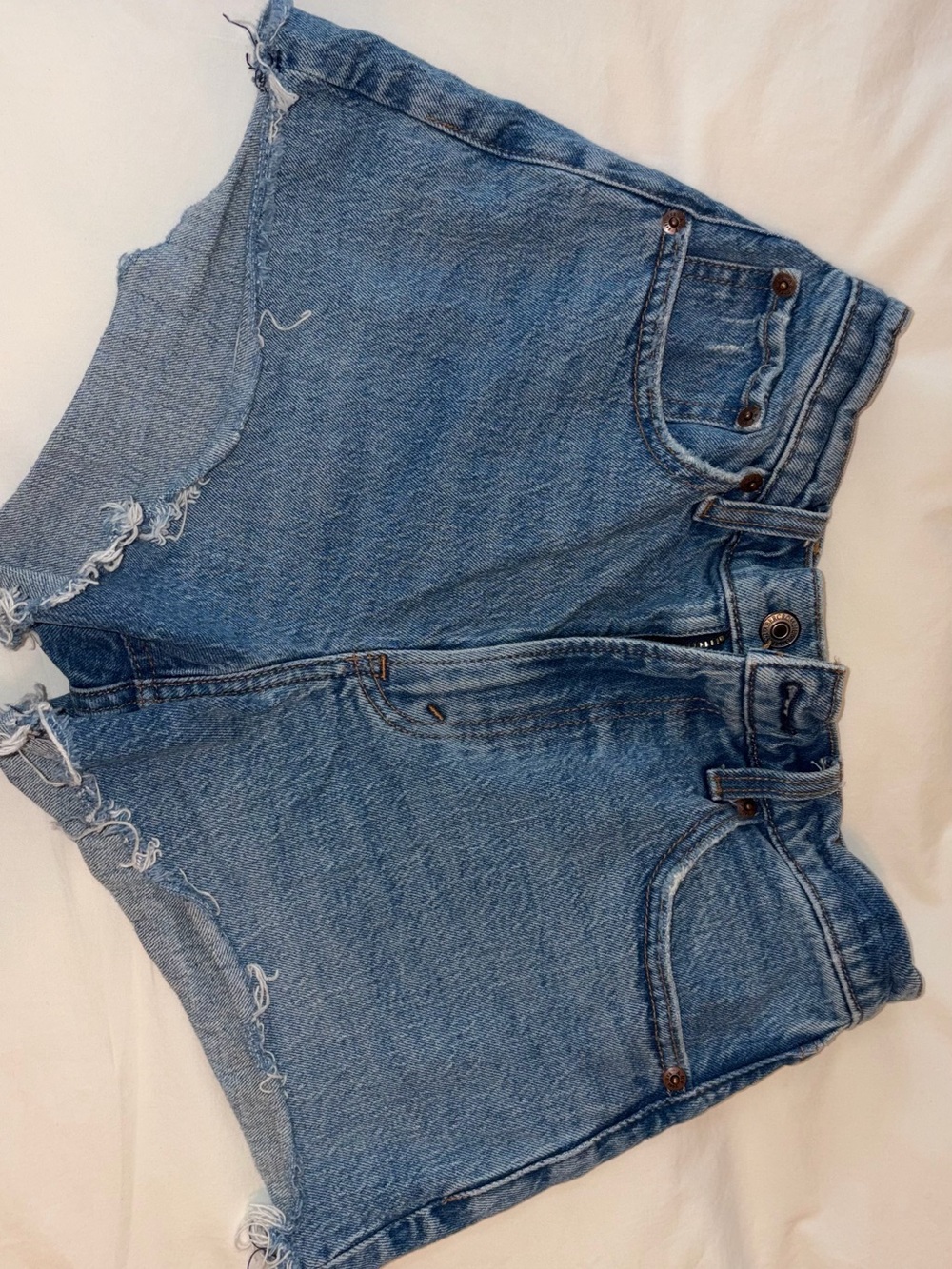 Abercrombie & Fitch Light Blue Distressed Denim Shorts